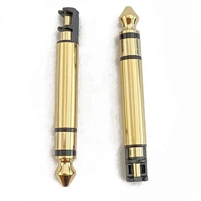 Χρυσό επιχρυσωμένο 6,35mm Mono 50L Audio Male Earphone Plug Connector με νήμα για ακουστικά