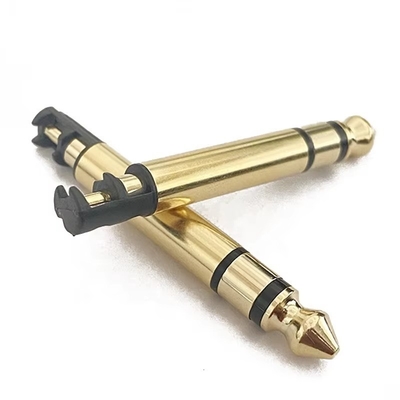 Χρυσό επιχρυσωμένο 6,35mm Mono 50L Audio Male Earphone Plug Connector με νήμα για ακουστικά