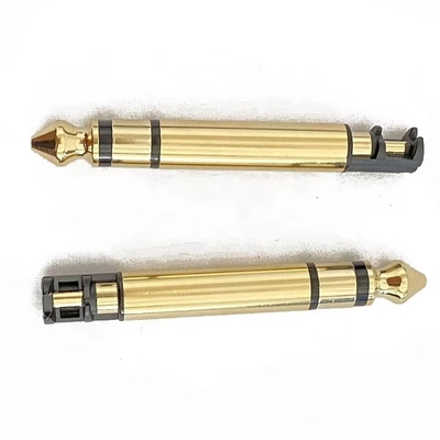 Χρυσό επιχρυσωμένο 6,35mm Mono 50L Audio Male Earphone Plug Connector με νήμα για ακουστικά