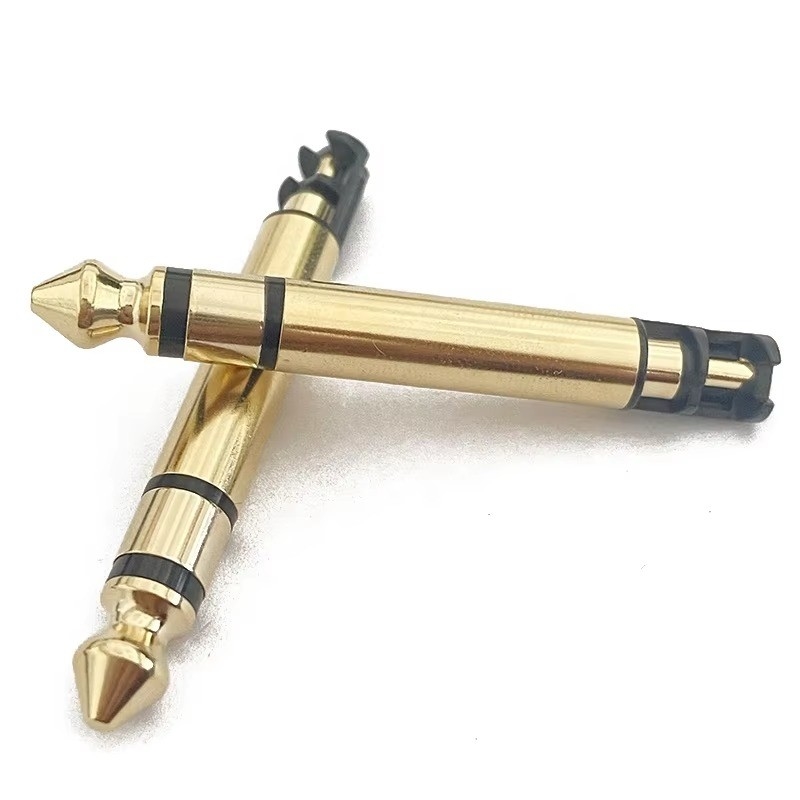 Χρυσό επιχρυσωμένο 6,35mm Mono 50L Audio Male Earphone Plug Connector με νήμα για ακουστικά