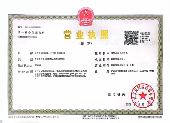 Κίνα Chenxin Automation Equipment(Guangzhou) Co., Ltd. Πιστοποιήσεις